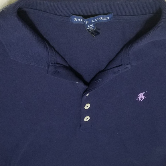 Ralph Lauren Navy Blue Polo with Purple - Picture 1 of 4